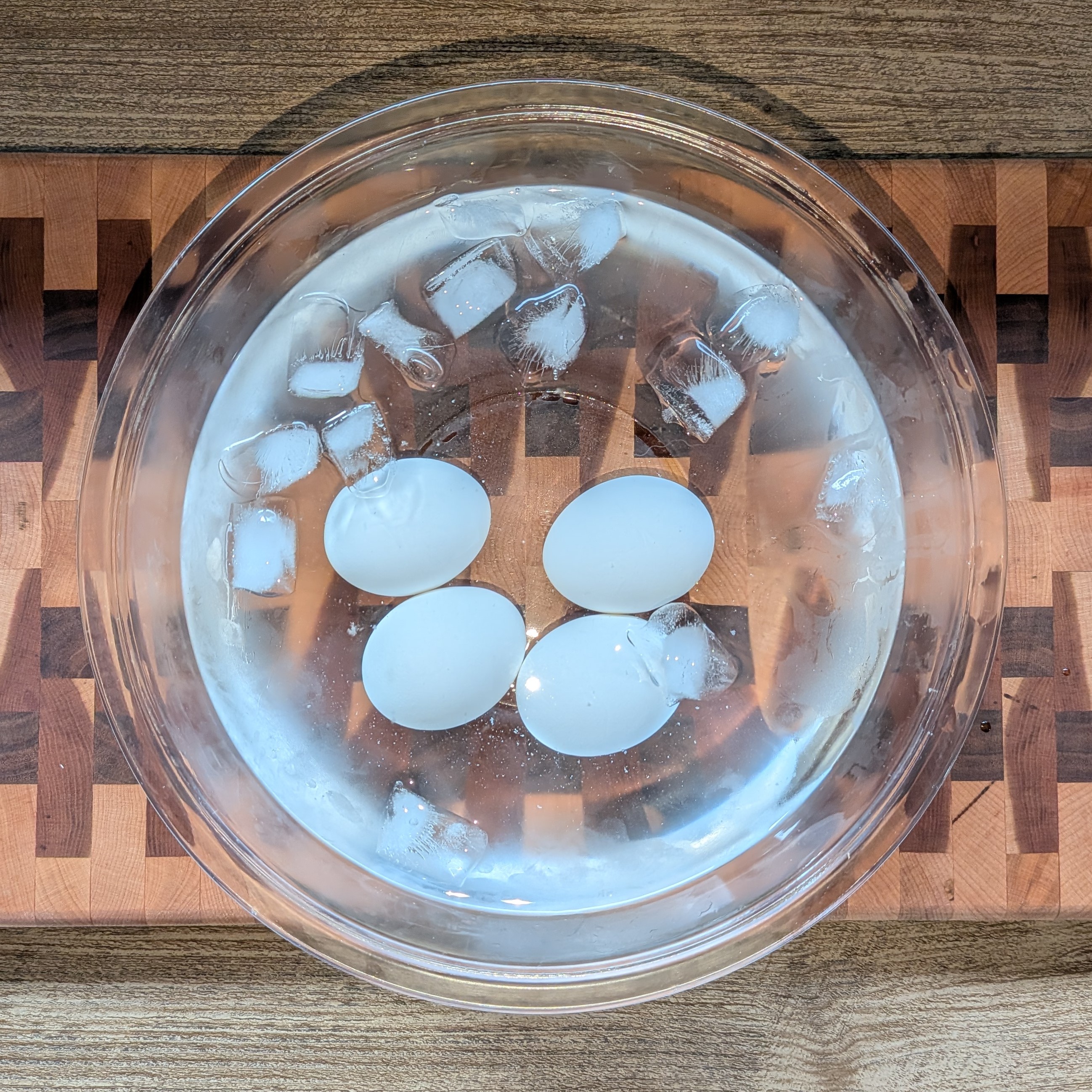 Eggs in ice bath